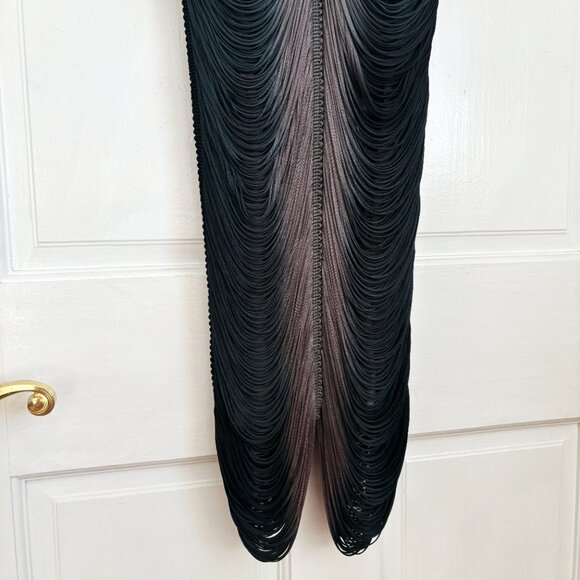 LIA KES Draped Fringe Dress New York Mini Short Mini Ombre Blue Grey Black XS - Picture 9 of 13